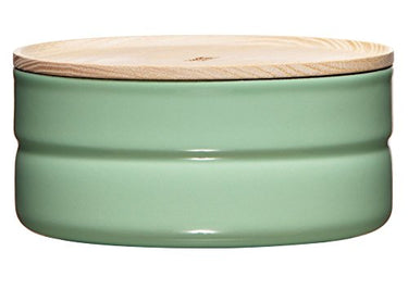 Riess, 2173-202, Vorratsdose mit Eschenholzdeckel, Durchmesser 13 cm, Höhe 6 cm, Inhalt 615 ml, SLOW GREEN, KITCHEN-MANAGEMENT, Truehomeware, Emaille im Sale